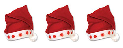Beistle Plush Hats - Party Hats for Birthday & Holiday Theme Parties: Christmas - Santa - color: Light-up - 3 Piece