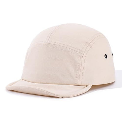 5 Panel Baseball Cap Soft Short Brim Hats for Men Cotton Trucker Hat Low Profile Dad Hats Cadet Caps Snapback Hats - color: Mg-pdym2585-beige