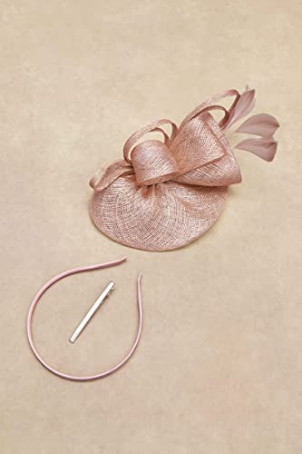 BABEYOND Fascinators Hats for Women Tea Party Glitter Pillbox Hat Derby Hat - color: B-nude Pink