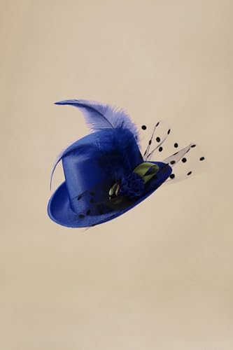 BABEYOND Mini Top Fascinators Hats for Women Feather 1920s Costume Hat - color: Blue