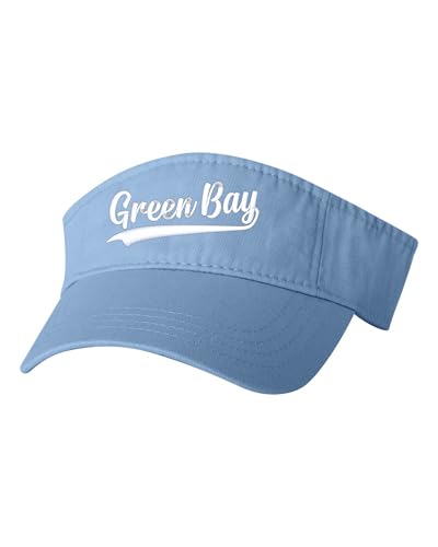 Go All Out City of Green Bay Wisconsin Fashion Script Bucket Ponytail Visor Embroidered Cap Dad Hat - color: Baby Blue