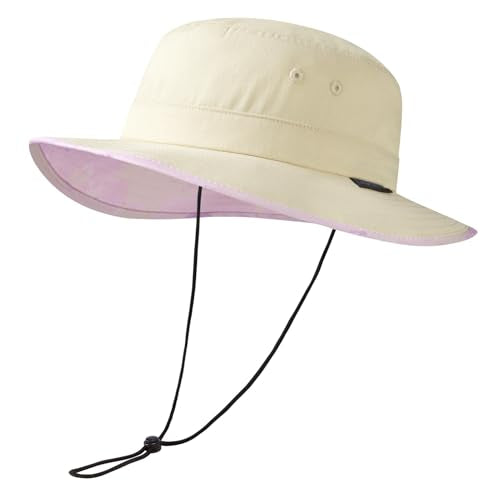 UPF 50+ Foldable Sun Hat Patterned Under Brim Bucket Hats for Summer Hiking Fishing Beach Safari Men Women - color: Beige, size: Medium