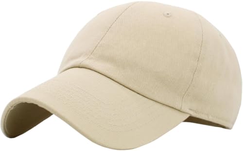 KBETHOS Classic Unisex Cotton Adjustable Low Crown Baseball Cap – Plain Dad Hat - color: Ivory