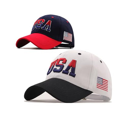 American Flag Baseball Caps Embroiderred USA Flag Patriotic Dad Hat Adjustable Trucker Hats for Men Women - color: Usa Flag Navy White