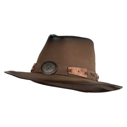 e4Hats.com UPF 50+ Australian Outback Faux Leather Hat - color: Texas Longhorn B, size: Large