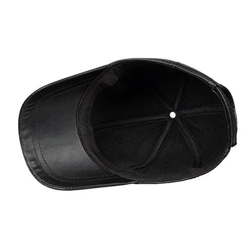Genuine Leather Unisex Baseball Cap - color: Black