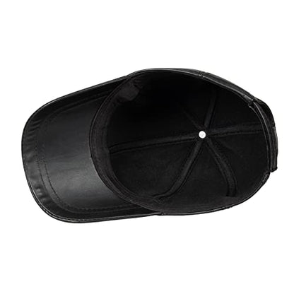 Genuine Leather Unisex Baseball Cap - color: Black