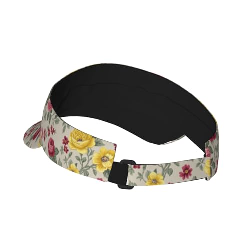 Sun Visor Hats Adjustable Open Top Sport Hat for Golf Women/Men - color: Elegant Flower