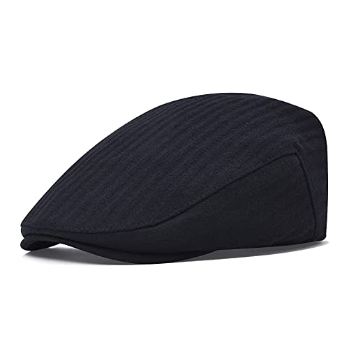 STARANCE Men Wool Blend Newsboy Cap Flat Hat - color: Black, size: 7 1/2