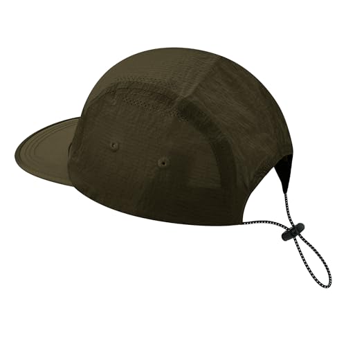 Croogo Short Brim Baseball Cap Flat Bill 5 Panel Hat Mesh Quick Drying Caps - color: Armygreen