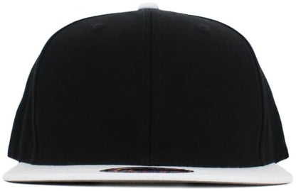 KBETHOS Classic Snapback Hat Blank Cap Underbrim Cotton Wool Blend Flat Visor Adjustable Unisex - color: Black White