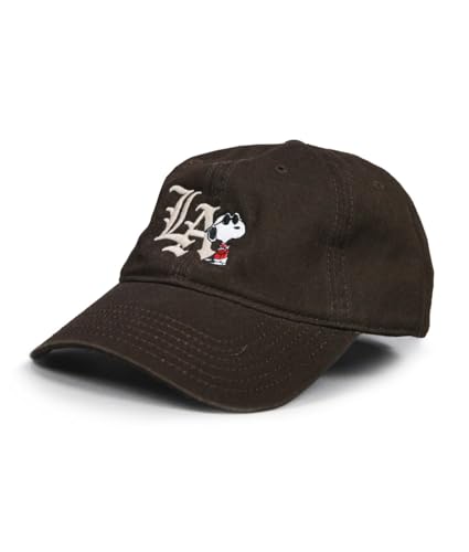 Riot Society Mens Embroidered Adjustable Dad Hat - color: Peanuts Snoopy La Chill Embroidered (Dark Chocolate)