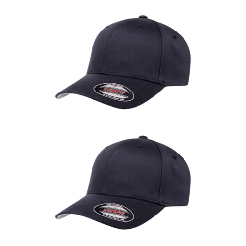 Flexfit Wooly Combed 6-Panel Structured Baseball Cap | Stretch Fitted - color: Dark Navy, size: XX-Large