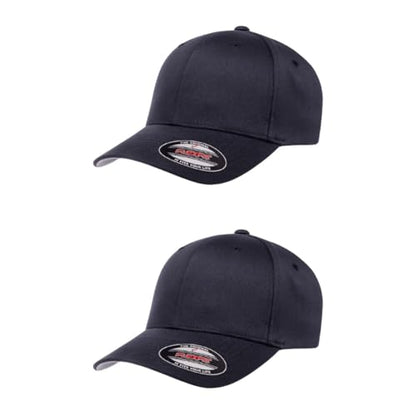 Flexfit Wooly Combed 6-Panel Structured Baseball Cap | Stretch Fitted - color: Dark Navy, size: XX-Large