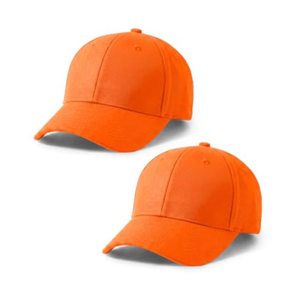 2-Pack Classic Structured Baseball Cap Adjustable Snapback Ball Caps - color: Orange