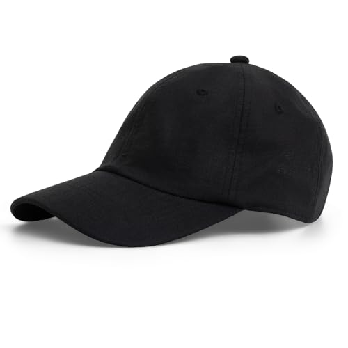 Linen Cotton Baseball Cap, Summer Breathable Dad Hat Men Women - color: Black