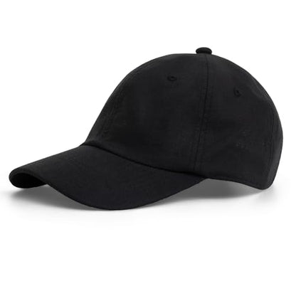 Linen Cotton Baseball Cap, Summer Breathable Dad Hat Men Women - color: Black