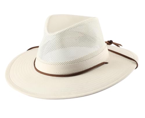 Home Prefer Cotton Summer Fedora Hat Wide Brim Sun Hats for Men Women UPF 50+ Sun Protection Cap for Fishing Hiking - color: Beige, size: 7 1/2