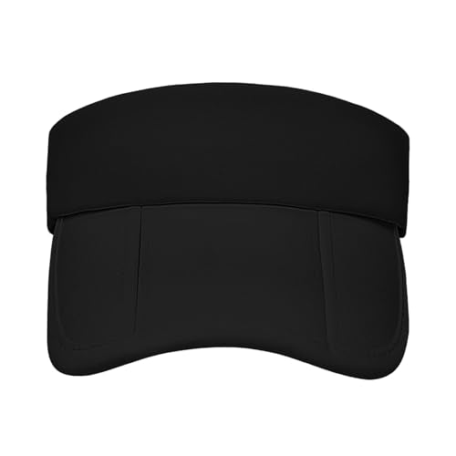 Women's Sun Visor Hat - Foldable Golf Hats Adjustable Quick Dry Running Tennis Cap, UV Protection Beach Hat for Women - color: Solid Black