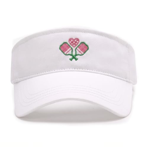 Embroidered Adjustable Sun Visor for Women Men Outdoor Golf Tennis - color: Pickleball Pink