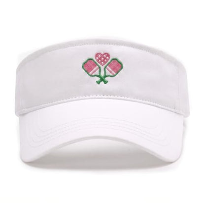 Embroidered Adjustable Sun Visor for Women Men Outdoor Golf Tennis - color: Pickleball Pink