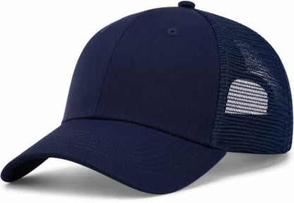 TSSGBL Classic Plain Baseball Cap, Small/M-L/XL-3XL Big Head Fit, Unisex Adjustable Cotton Structured Golf Dad Hat - color: Mesh Navy, size: XX-Large