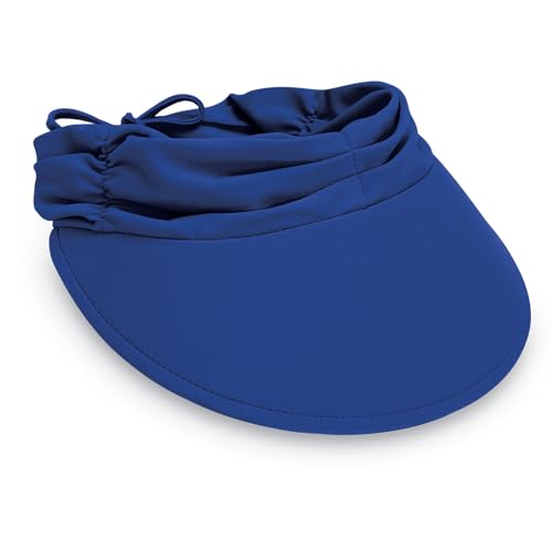 Wallaroo Hat Company Women's Aqua Sun Visor – UV Sun Protection, Water Friendly, Packable Design, Adjustable - color: Royal Blue