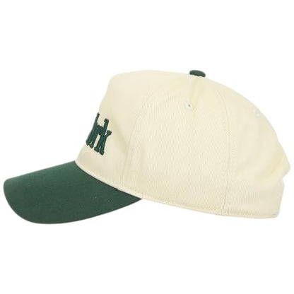 E BY ELIDAN New York Trucker Snapback Hat 3D Embroidered Baseball Cap - color: Cream Dark Green