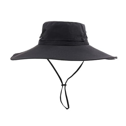 Fishing Sun Hat for Men UPF 50+ Wide Brim Boonie Hats for Summer - color: Black