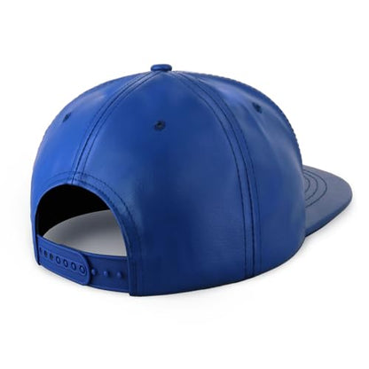 CHOK.LIDS PU Leather Flat Brim Snapback Hat Hip Hop Baseball Cap - color: Leather Royal