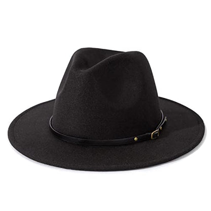 Lisianthus Women Belt Buckle Fedora Hat - color: Black