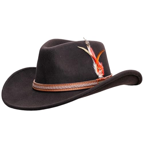 Outback Trading Unisex Adult's High Country Durable Wool Western Cowboy Hat with Brim Lock - color: Tanbark, size: Medium