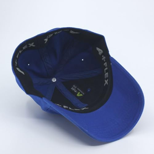 Cotton with Stretchable Polyester Air Mesh Back Flex Six Panel Baseball Cap - color: A-flex Royal, size: Small