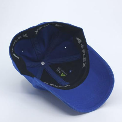 Cotton with Stretchable Polyester Air Mesh Back Flex Six Panel Baseball Cap - color: A-flex Royal, size: Small