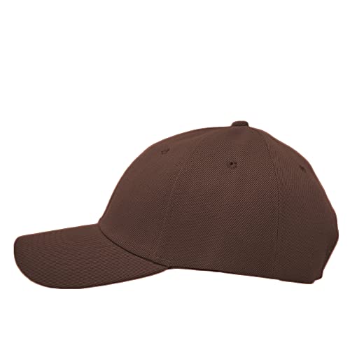 Glory Max Plain Baseball Cap Hook & Loop Strap Adjustable Solid Blank Curved Visor Hat - color: Brown