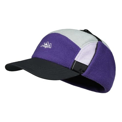 Croogo Fleece Baseball Cap with Ear Flaps Winter Warm 5 Panel Hat Soft Trapper Hat for Men - color: Purpleblack, size: One Size