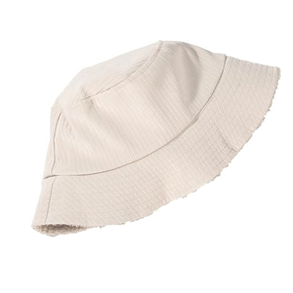 Winter Rain Bucket Hat,Fleece Lined Waterproof,Warm Women Ear Flaps - color: Beige
