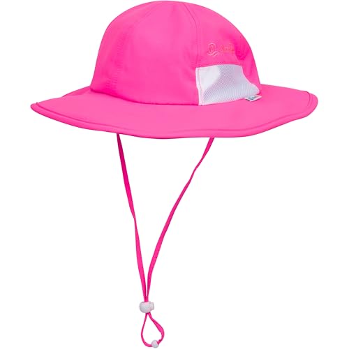SwimZip UPF 50 Kids' Wide Brim Sun Hat, Sun Protection Hat - Baby & Toddler - color: Neon Shocking Pink, size: 8-14 Years