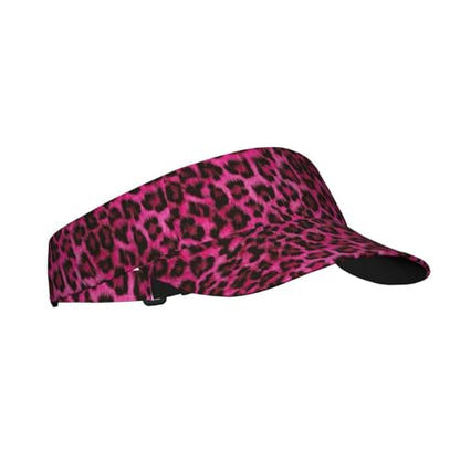 Unisex Sports Sun Visor Hats Adjustable Lightweight Packable Printed Empty Top Cap for Running Pickleball Golf Tennis - color: Hot Pink Leopard