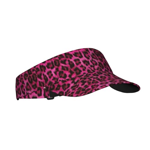 Unisex Sports Sun Visor Hats Adjustable Lightweight Packable Printed Empty Top Cap for Running Pickleball Golf Tennis - color: Hot Pink Leopard
