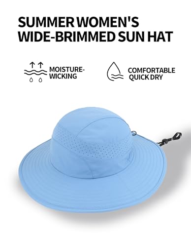 UPF50+ Bucket Hat, Wide Brim Sun Cap - color: Airy Blue