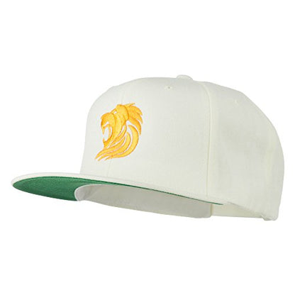 e4Hats.com Gold Lion Embroidered Wool Snapback Cap - color: Natural