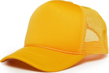 Funky Junque Blank Mesh Foam Lightweight Snapback Trucker Hat - color: Gold