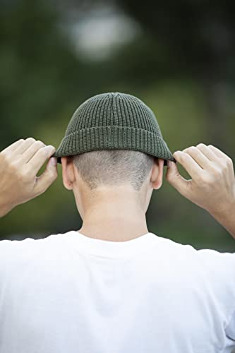 Fisherman Beanie Hats for Men Women,Knit Trawler Skull Cap,Watch Cap,Spring Fall Winter Warm Short Hats - color: (Cotton)-olive Branch-m