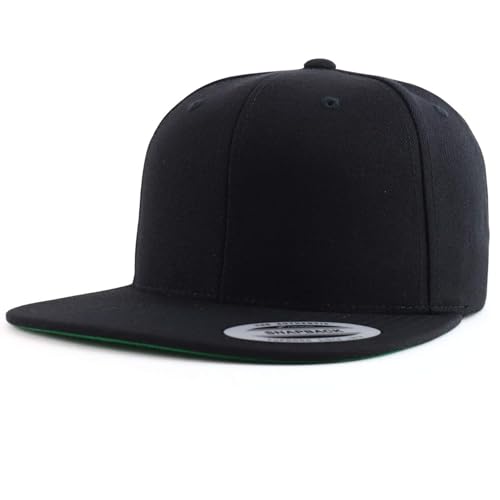 Trendy Apparel Shop Oversize XXL Structured Blank Flatbill Snapback Cap - color: Black, size: XX-Large