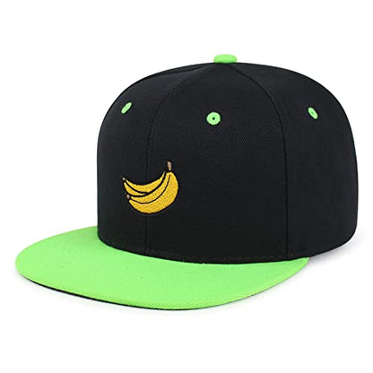 JPAK Banana Fruit Hip-Hop Snapback Hat Embroidered Baseball Cap Monkey - color: 20. Black/Neon Green