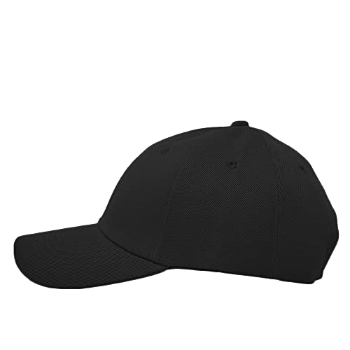Glory Max Plain Baseball Cap Hook & Loop Strap Adjustable Solid Blank Curved Visor Hat - color: Black