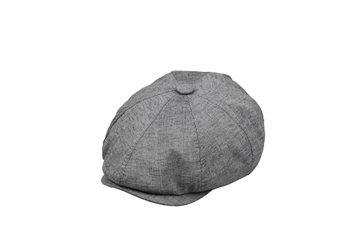 8 Panel Newsboy Cap – Linen Blend with 100% Cotton Lining - color: Dark Gray, size: XX-Large