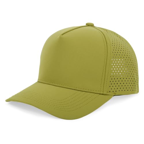 5 Panel Baseball Cap Quick Dry Mesh Snapback Hat for Women Men - color: Mustardgreen