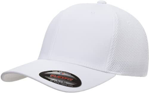 Flexfit 6533 Ultrafibre & Airmesh Lightweight Stretch-Fitted Cap - color: White, size: Large-X-Large